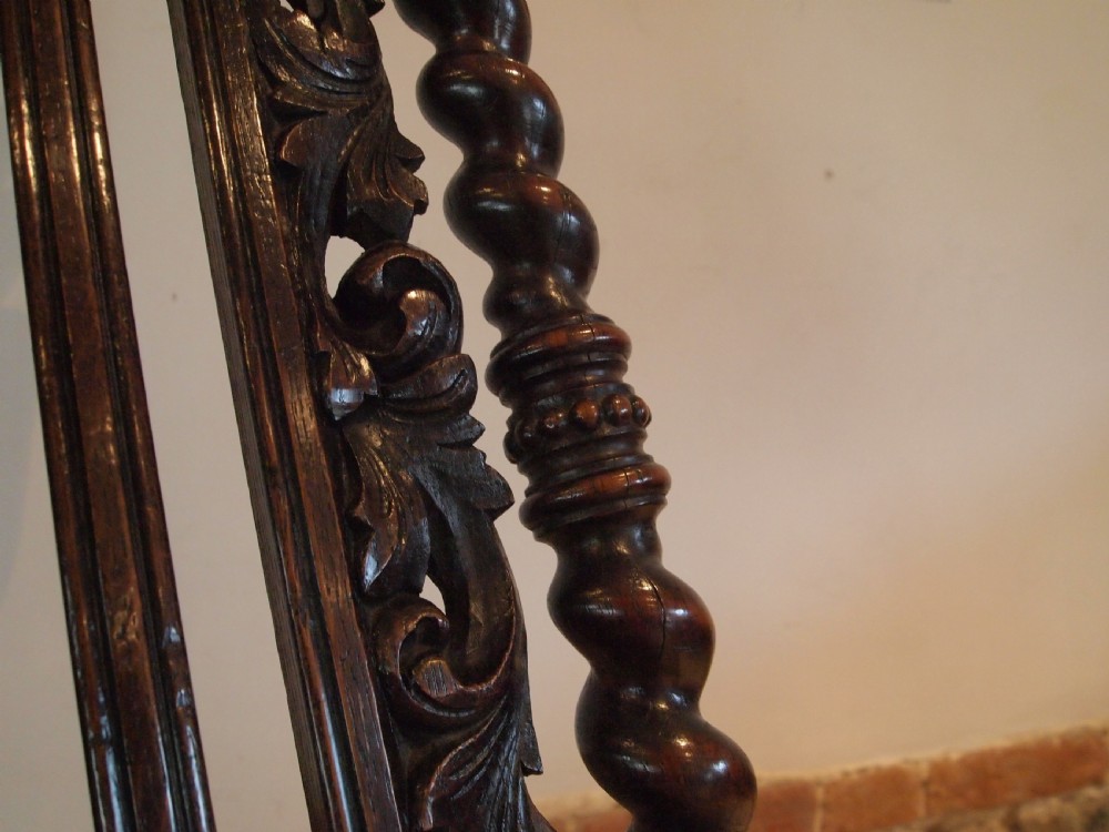 Chair Victorian carved Oak easy chair c1890 View III