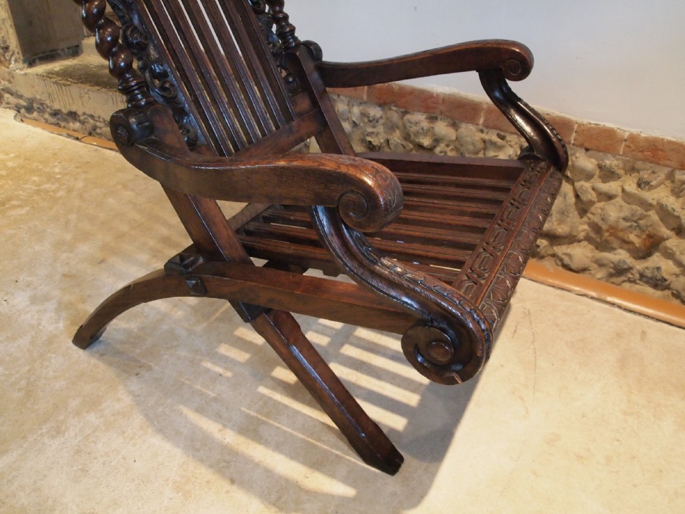 Chair Victorian carved Oak easy chair c1890 View IV