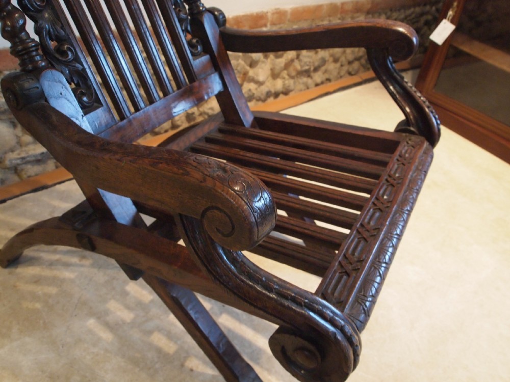 Chair Victorian carved Oak easy chair c1890 View V