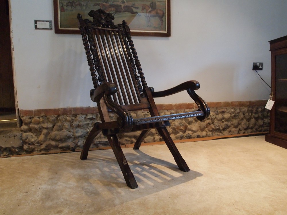 Chair Victorian carved Oak easy chair c1890 View IX