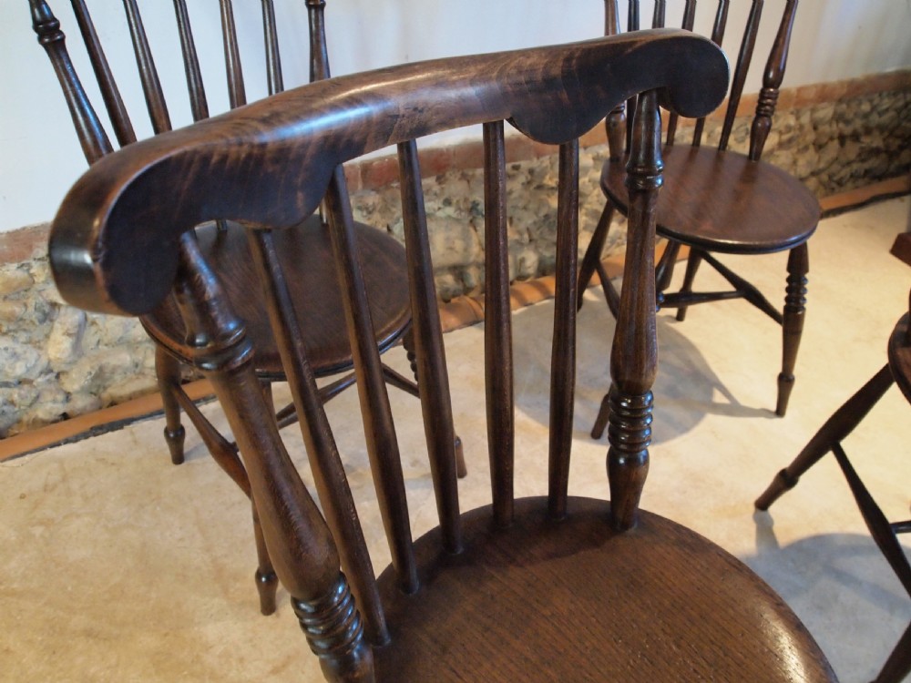 Chairs set of 4 Victorian Beech and Elm c1880 View V