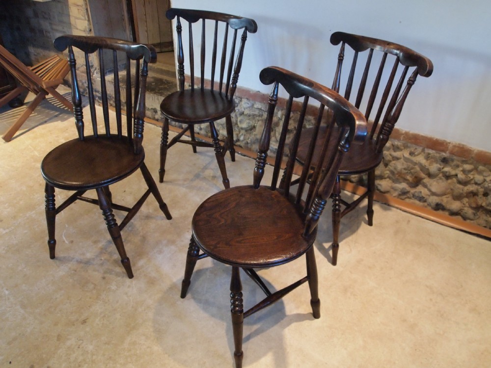 Chairs set of 4 Victorian Beech and Elm c1880 View X