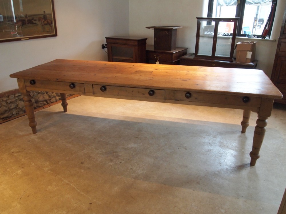 Table farmhouse refectory dining seats 12 Pine c1930 View V