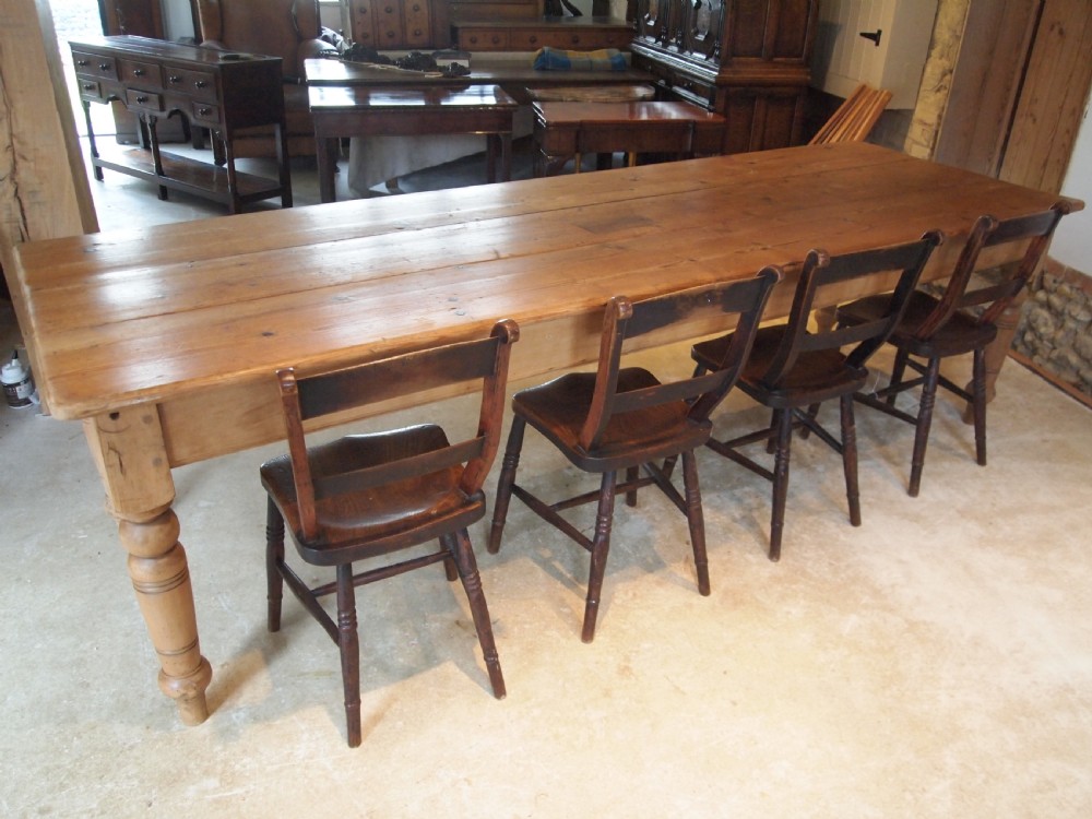 Table farmhouse refectory dining seats 12 Pine c1930 View VII