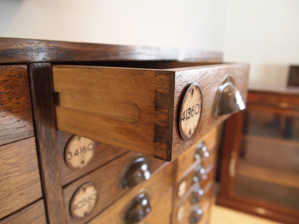 Chest of drawers Oak collectors chest bank c1910 View II