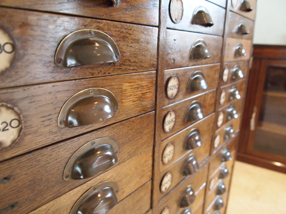 Chest of drawers Oak collectors chest bank c1910 View IV
