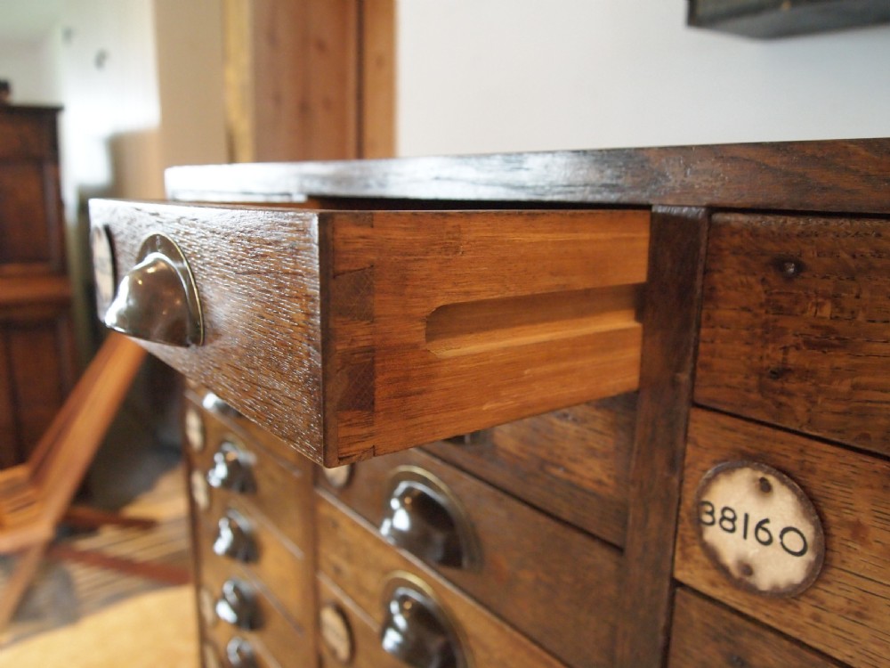 Chest of drawers Oak collectors chest bank c1910 View X