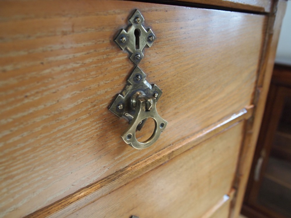 Chest of drawers Arts and Crafts Victorian Ash Pugin influenced c1880 View V