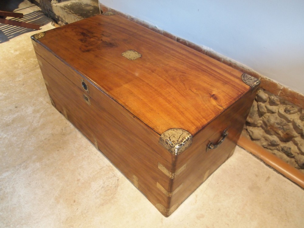 Chest coffer coffee table trunk Camphor wood Military Campaign c1860