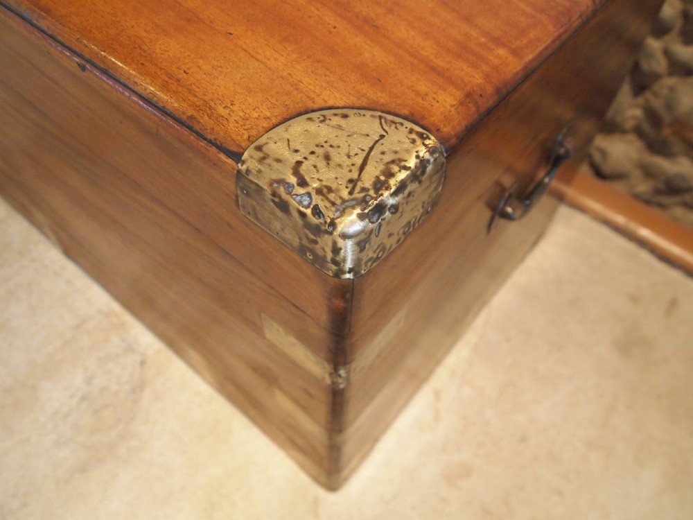 Chest coffer coffee table trunk Camphor wood Military Campaign c1860 View II