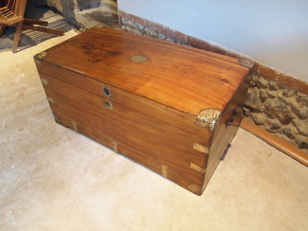 Chest coffer coffee table trunk Camphor wood Military Campaign c1860 View VIII