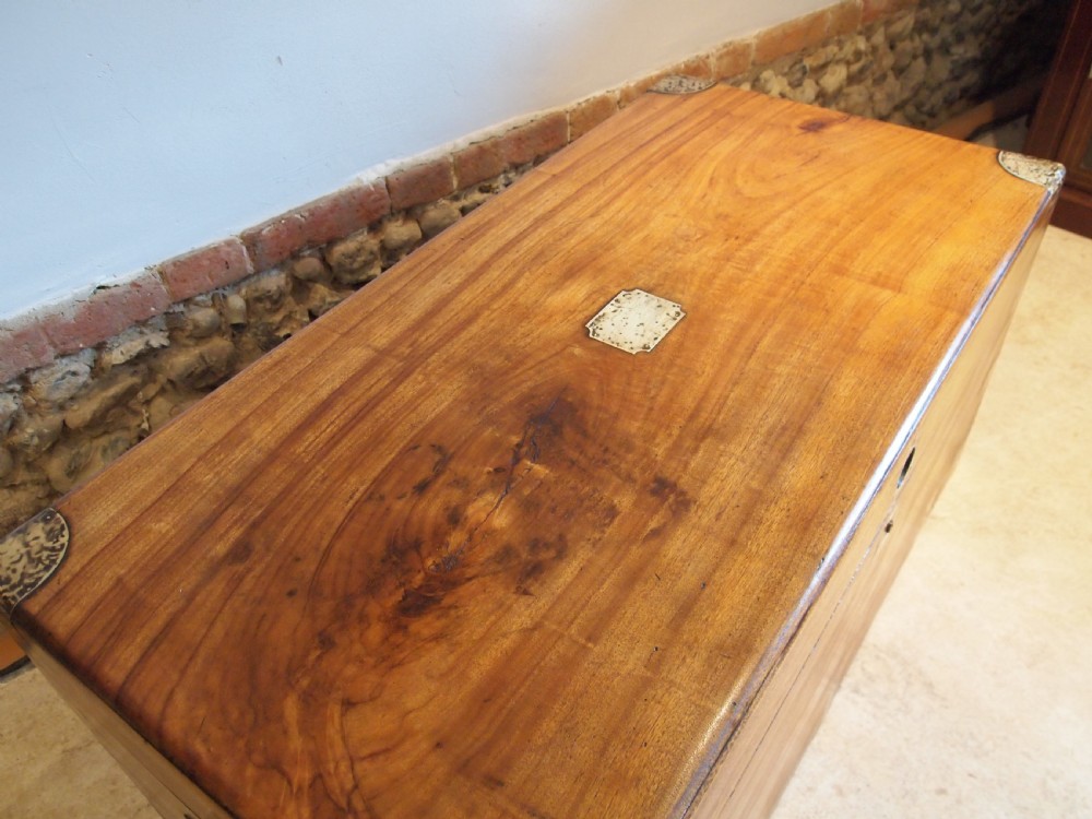 Chest coffer coffee table trunk Camphor wood Military Campaign c1860 View X