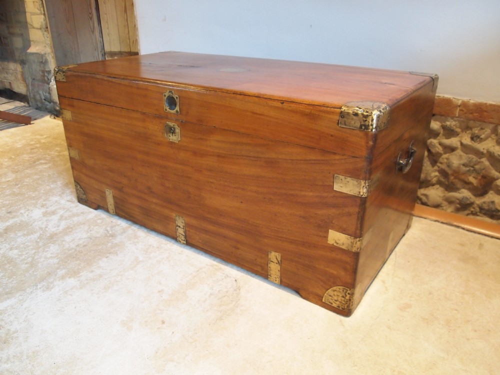 Chest coffer coffee table trunk Camphor wood Military Campaign c1860 View XII