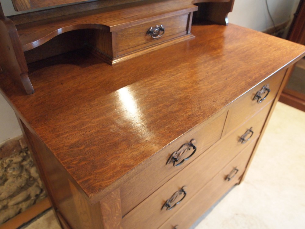 Dressing chest of drawers Arts and Crafts Oak c1900 View IV