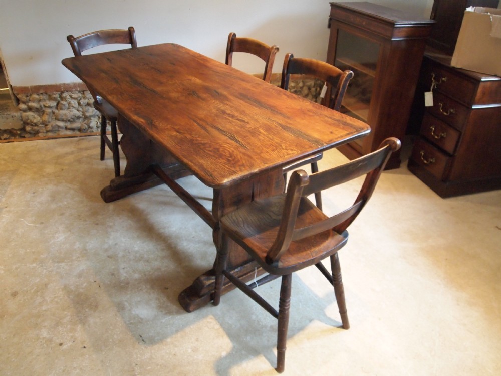 Table dining refectory farmhouse tavern Victorian Oak c1890 View VI
