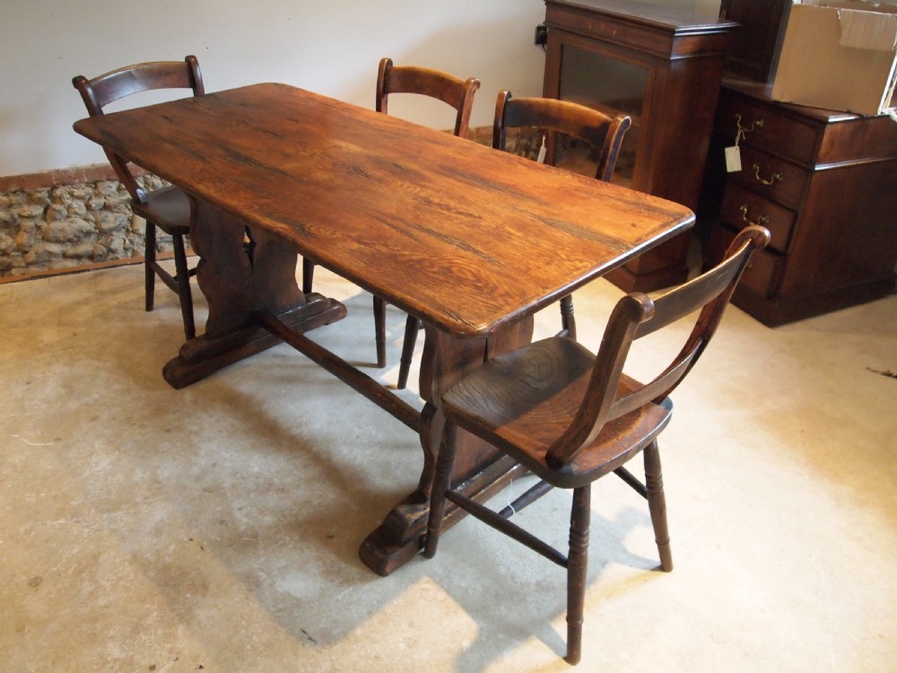 Table dining refectory farmhouse tavern Victorian Oak c1890 View VIII