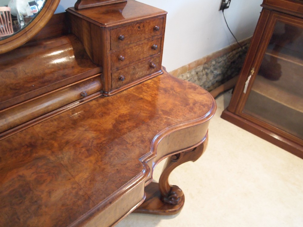 Dressing chest of drawers stunning Victorian burr Walnut c1860 View IX