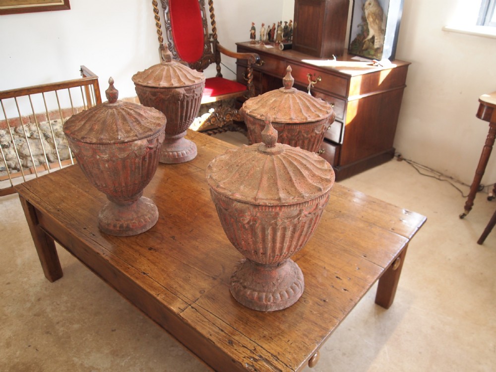 Garden urns 4 Victorian cast iron large heavy Georgian style c1890 View III