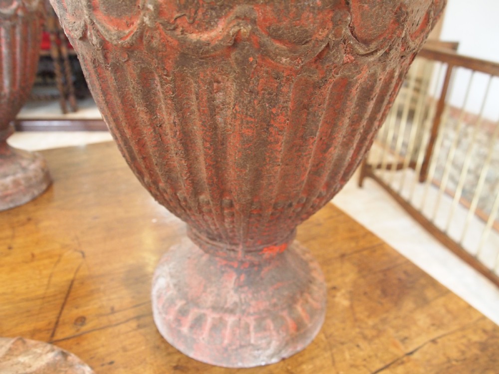Garden urns 4 Victorian cast iron large heavy Georgian style c1890 View IV
