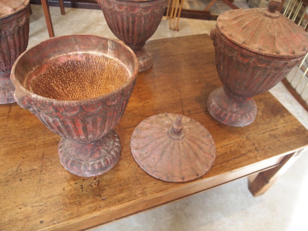 Garden urns 4 Victorian cast iron large heavy Georgian style c1890 View VI