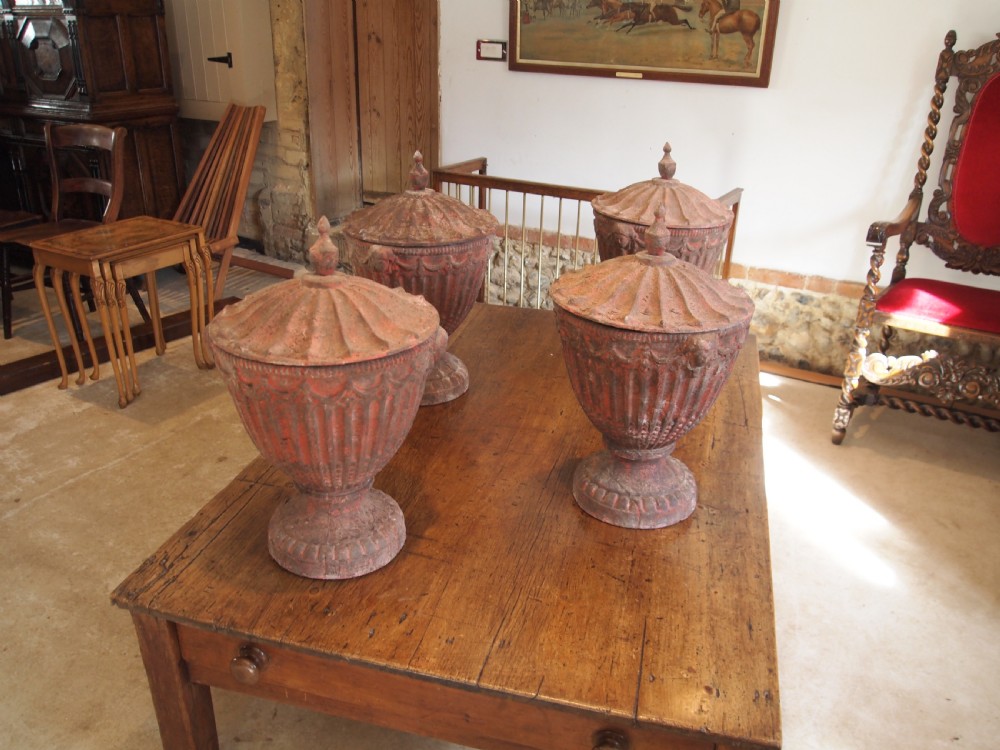 Garden urns 4 Victorian cast iron large heavy Georgian style c1890 View VIII
