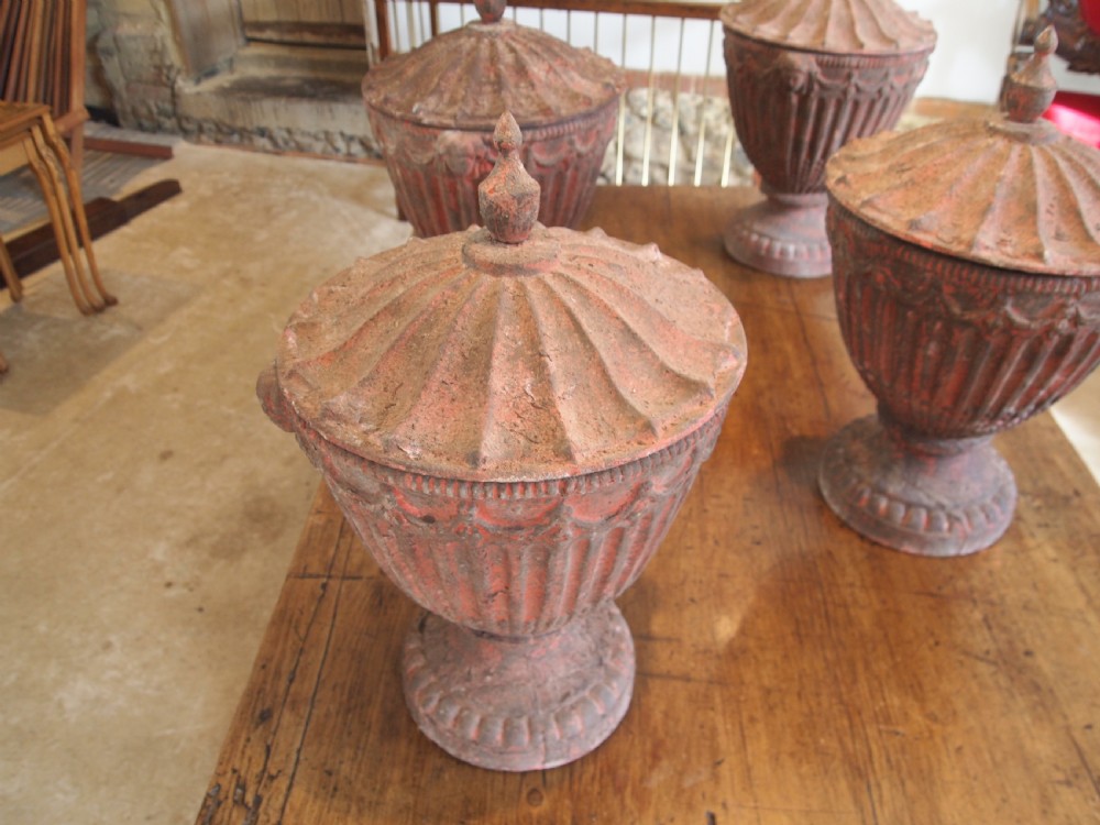 Garden urns 4 Victorian cast iron large heavy Georgian style c1890 View IX