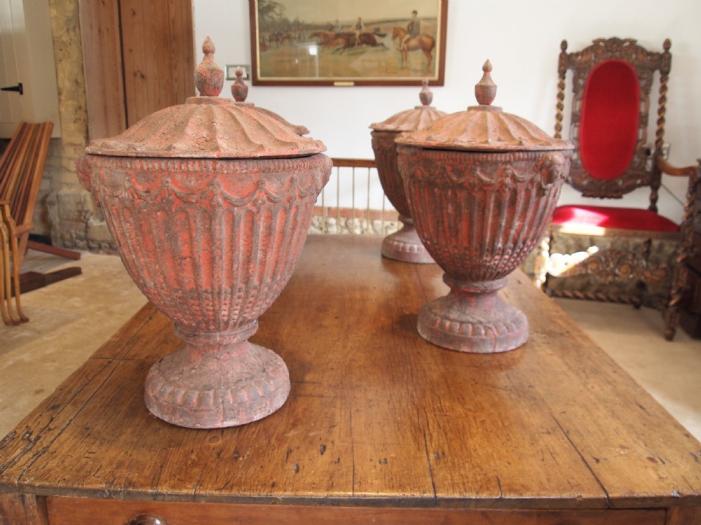 Garden urns 4 Victorian cast iron large heavy Georgian style c1890 View X