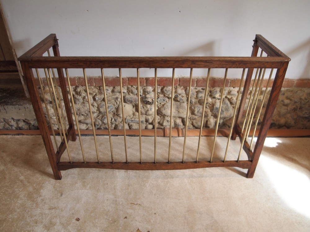 Fire guard fender Victorian Oak and brass c1900 View III