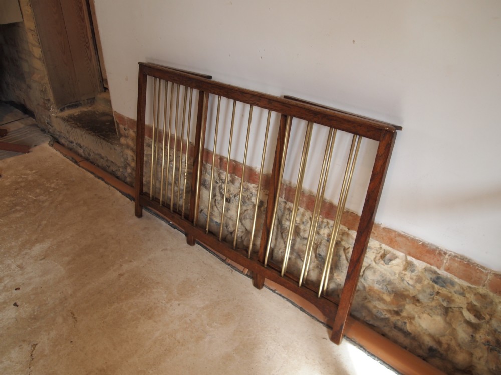 Fire guard fender Victorian Oak and brass c1900 View VII