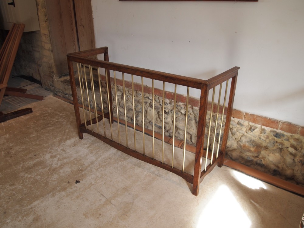 Fire guard fender Victorian Oak and brass c1900 View IX