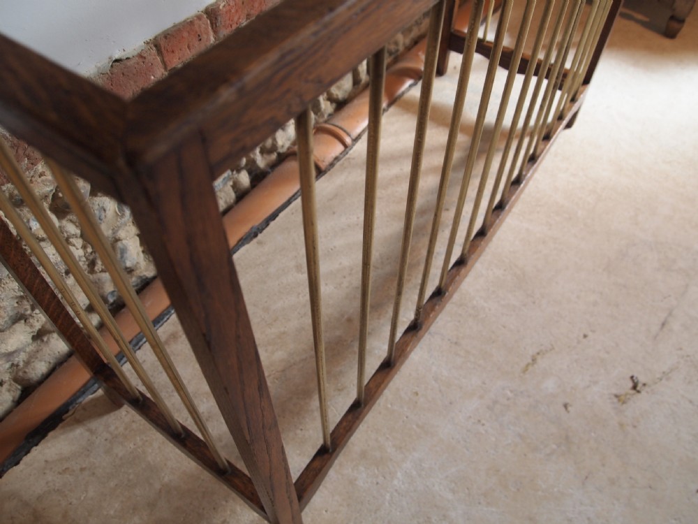 Fire guard fender Victorian Oak and brass c1900 View X