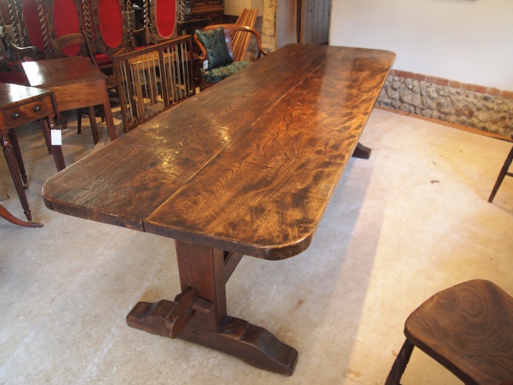 Table Elm refectory farmhouse dining large seats 10 Edwardian c1900