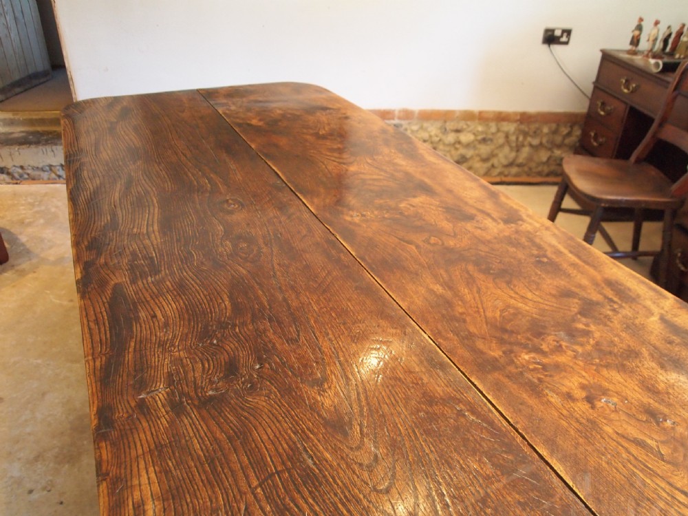 Table Elm refectory farmhouse dining large seats 10 Edwardian c1900 View IV