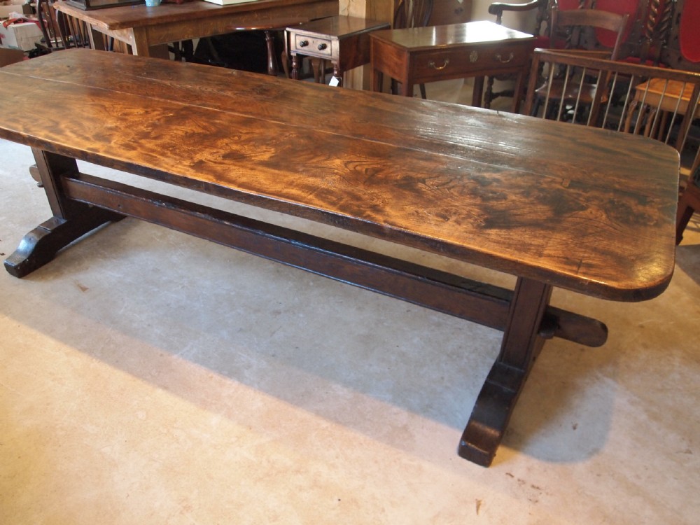 Table Elm refectory farmhouse dining large seats 10 Edwardian c1900 View XIII
