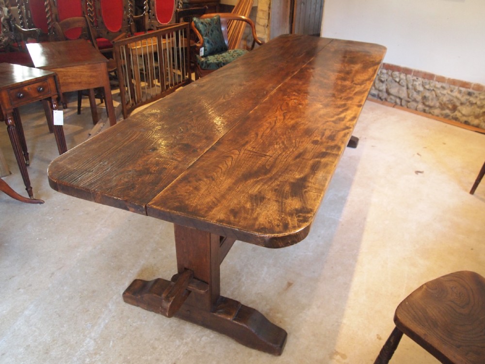 Table Elm refectory farmhouse dining large seats 10 Edwardian c1900 View XIV