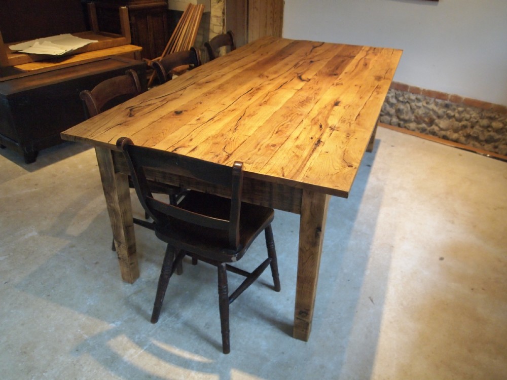 Table refectory farmhouse Edwardian Oak seats 8 c1900