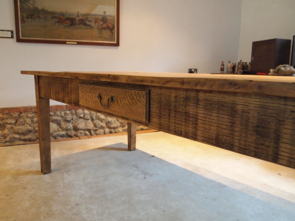 Table refectory farmhouse Edwardian Oak seats 8 c1900 View III