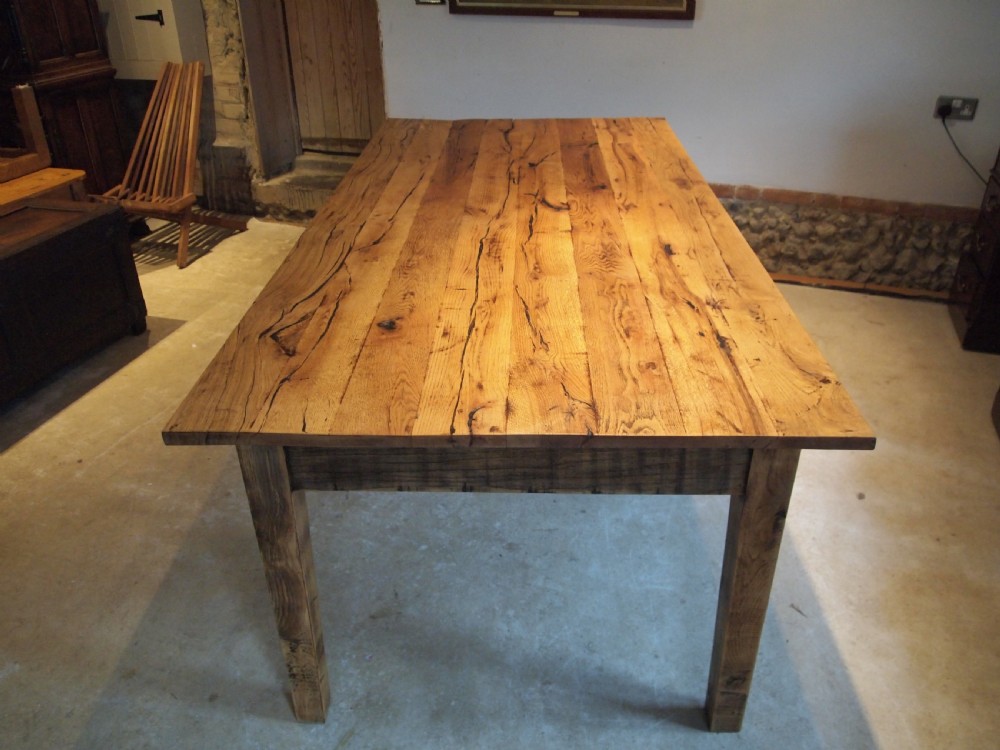 Table refectory farmhouse Edwardian Oak seats 8 c1900 View V