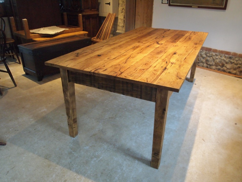 Table refectory farmhouse Edwardian Oak seats 8 c1900 View X