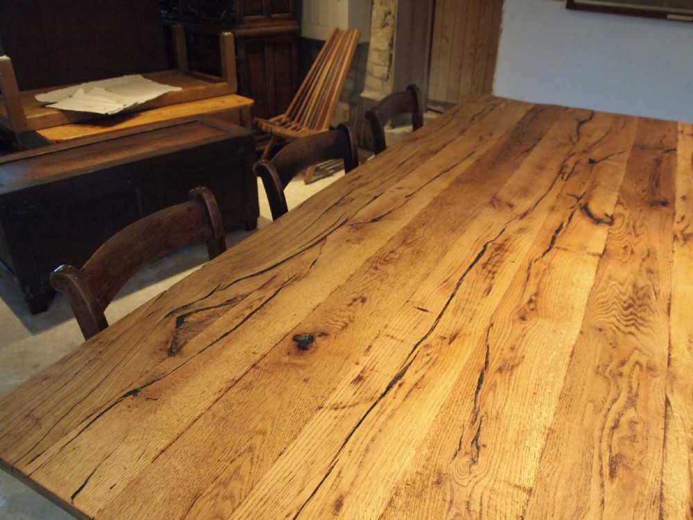 Table refectory farmhouse Edwardian Oak seats 8 c1900 View XIII