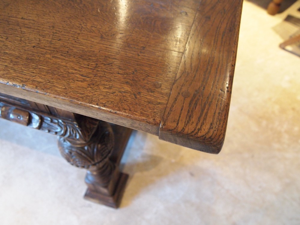 Table refectory dining stunning carved Oak Victorian 17th century style c1880 View III