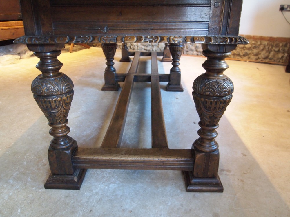 Table refectory dining stunning carved Oak Victorian 17th century style c1880 View VII