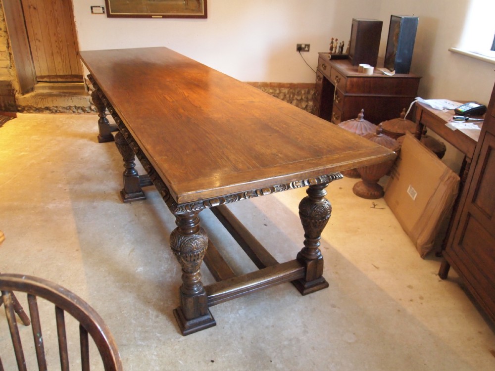 Table refectory dining stunning carved Oak Victorian 17th century style c1880 View VIII