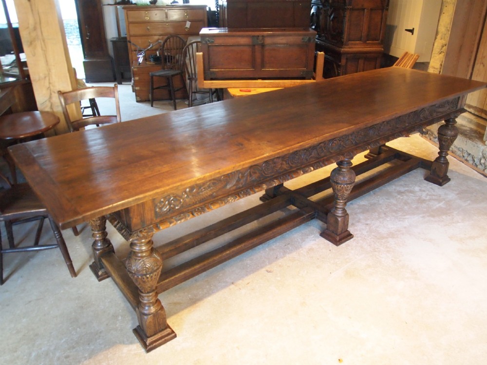 Table refectory dining stunning carved Oak Victorian 17th century style c1880 View IX