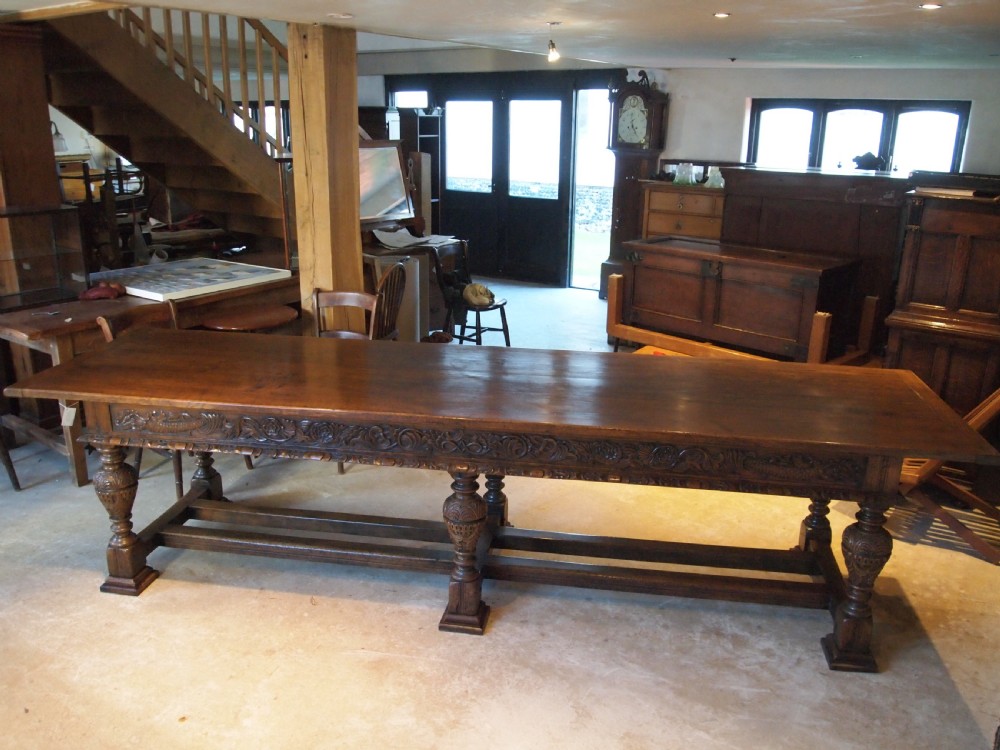 Table refectory dining stunning carved Oak Victorian 17th century style c1880 View X
