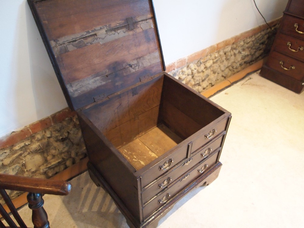 Stool rare George II closed box stool chest of drawers c1750 View V