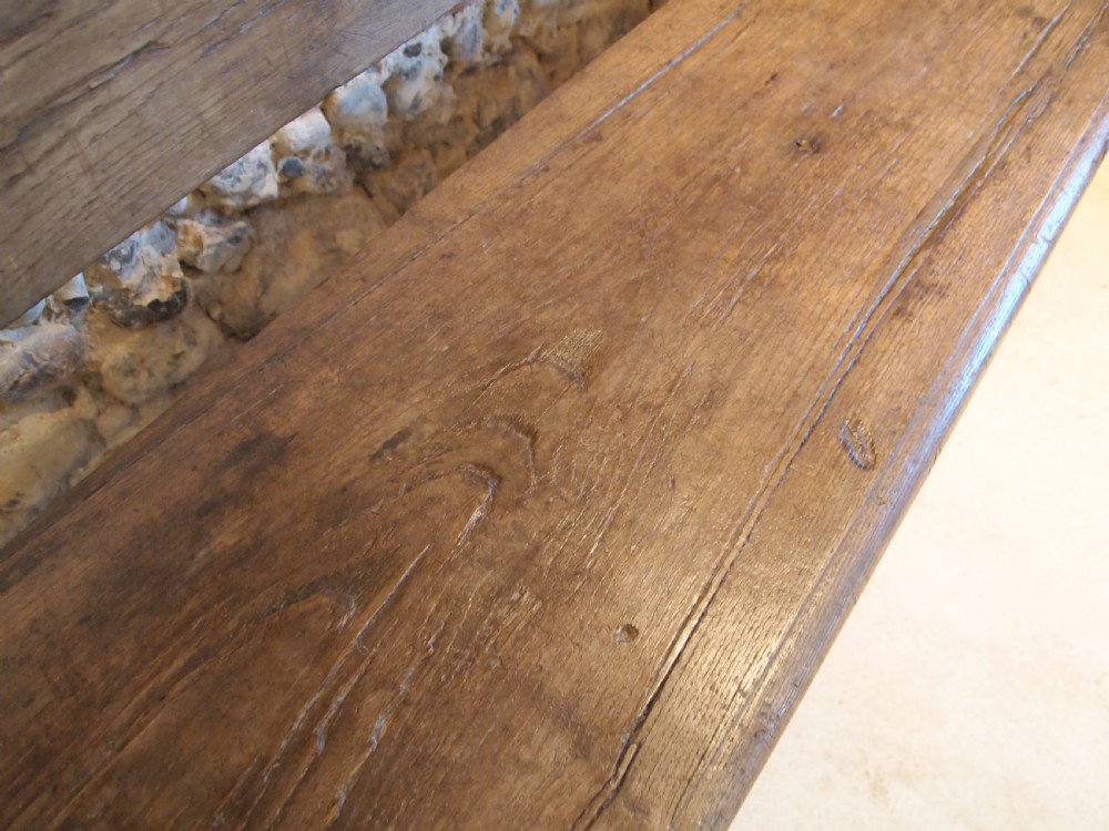 Bench settle pew refectory Rare primitive George II Oak c1720 View IX