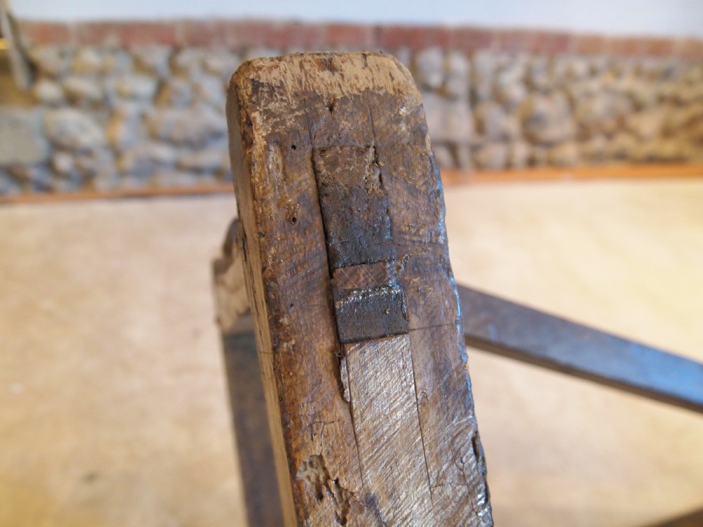 Bench settle pew refectory Rare primitive George II Oak c1720 View X