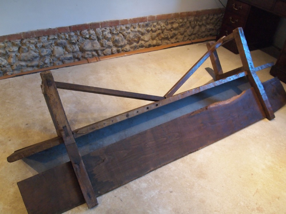 Bench settle pew refectory Rare primitive George II Oak c1720 View XI