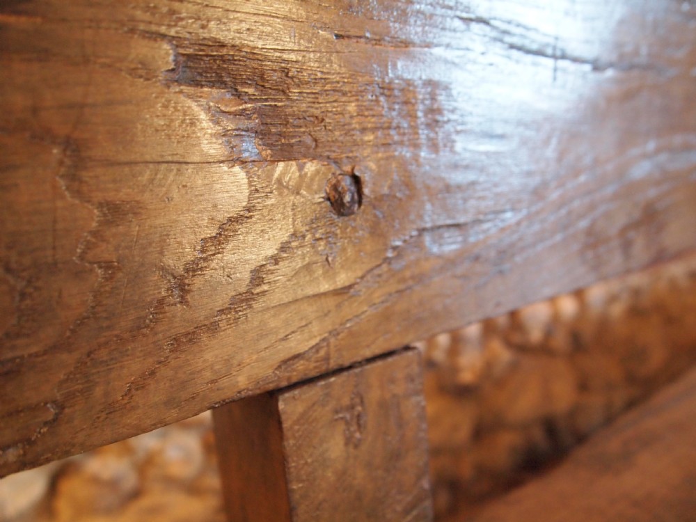 Bench settle pew refectory Rare primitive George II Oak c1720 View XII